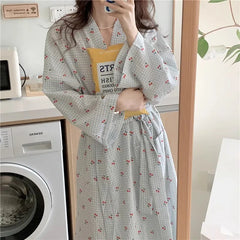 Printed Long Sleeve Night Gown Robe