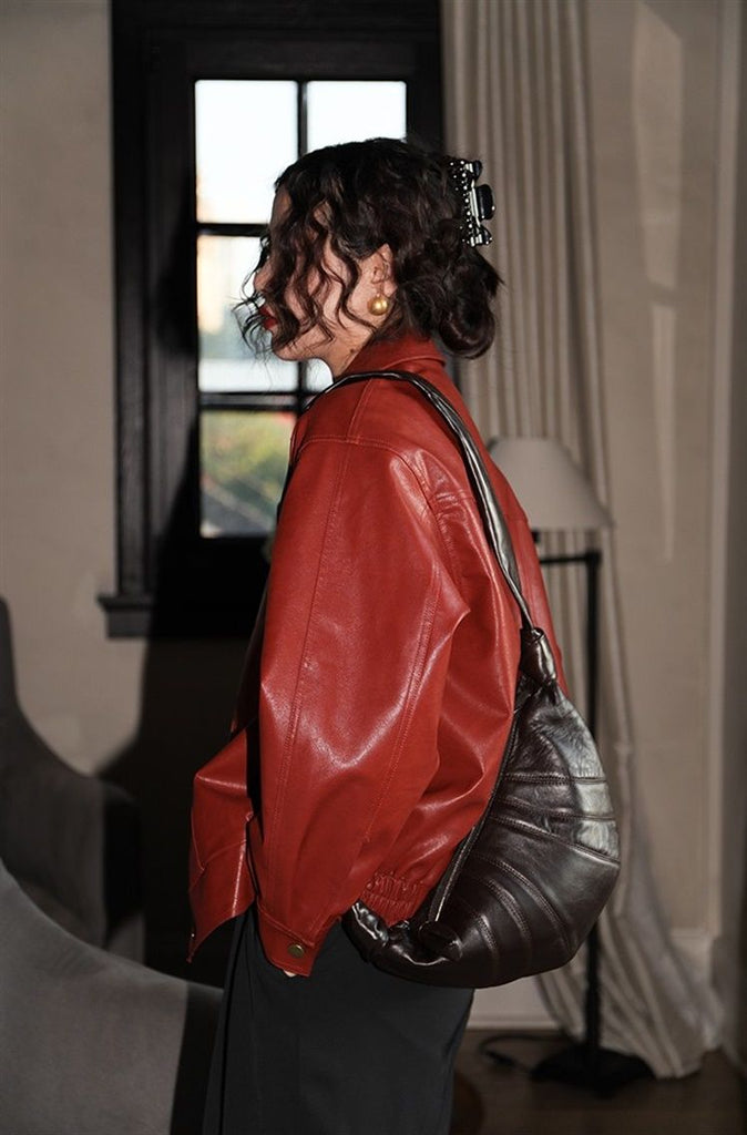 Red Faux Leather Jacket