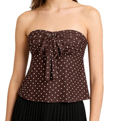 Dot Tie-up Print Strapless Top