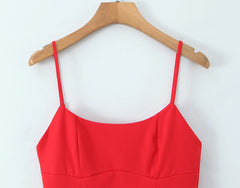 Red Strap Pleated A-Line Mini Dress