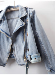 Denim Cropped Trench Jacket