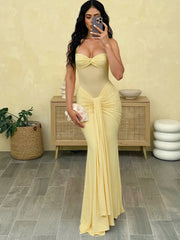 Sheer Patchwork Wrap Tie Up Maxi Dress