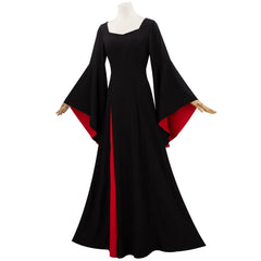 “Women’s gothic Halloween costume inspired by Morticia Addams”