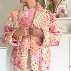 Pink Floral Patchwork Print Quilted Jacket