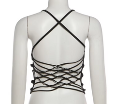 Backless Criss-Cross Strappy Detail Crop Top