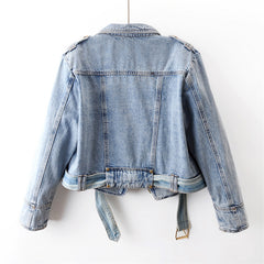 Denim Cropped Trench Jacket