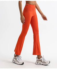 A view of the retro flared workout pants, showing the hem.