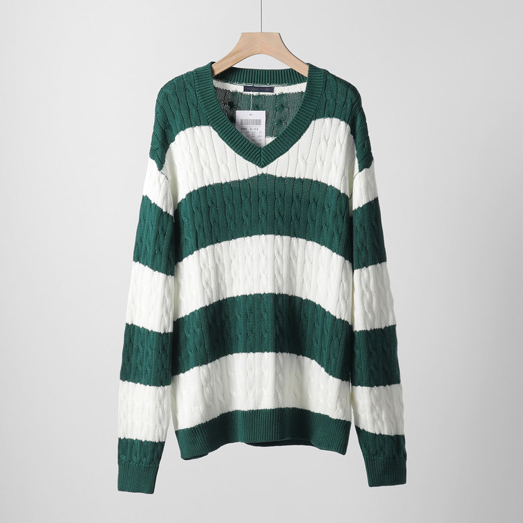 Striped Cabel Knit Sweater