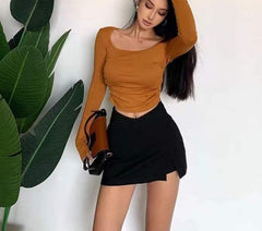 Slit Layered Mini Skirt Free From Label