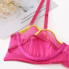 Pink Mesh Yellow Trim 3-piece Set Free From Label