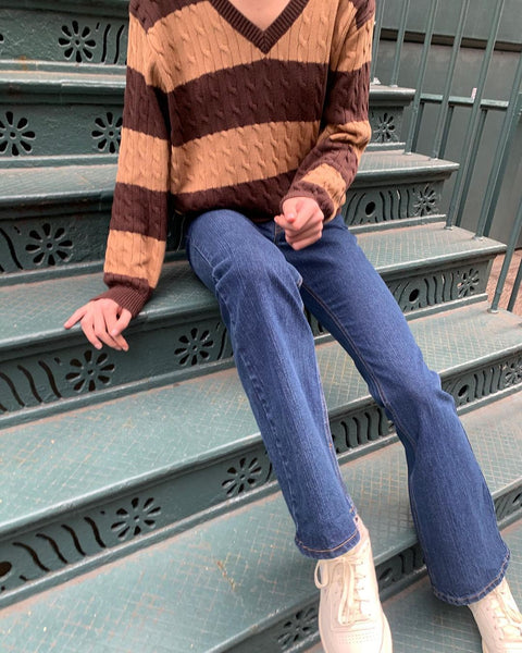 Striped Cabel Knit Sweater – Free From Label