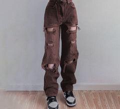 High Waist Distressed Jeans Free From Label