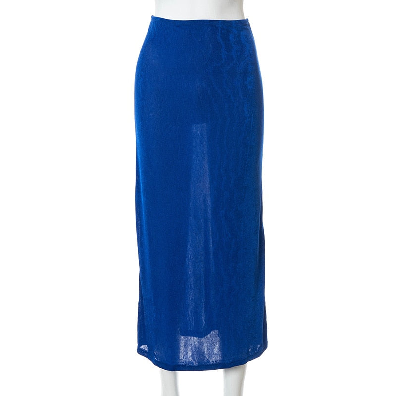 Solid Bodycon Midi Skirt