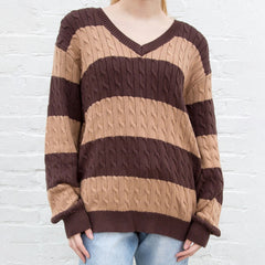 Striped Cabel Knit Sweater Free From Label