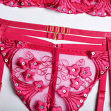Floral Embroidery With Rhinestone Detail Set