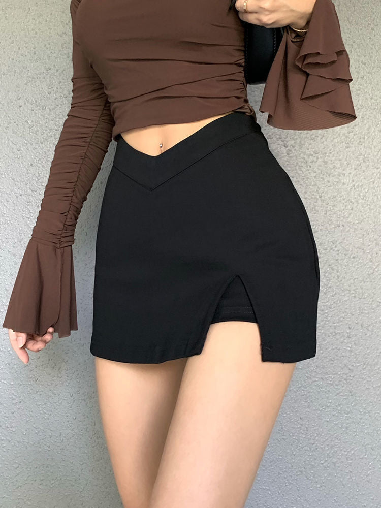 Slit Layered Mini Skirt Free From Label