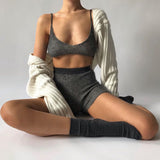 Knit Sweater Cropped Sleeve