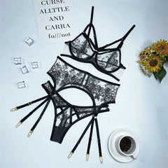 Black Transparent Floral 3 Piece Set Free From Label