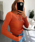 Striped See-Through Long Sleeve Top