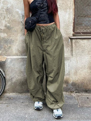 Drawstring Parachute Cargo Pants Free From Label