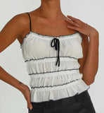 White Scruched Bow Cami Top
