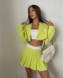 Cropped Blazer And Pleated Mini Skirt Set