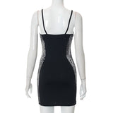 Black Lace Mini V-neck Bodycon Dress
