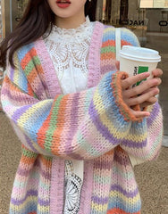 Pastel Rainbow Stripe Cardigan - Free From Label