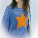 Knit Mesh Star Logo Sweater