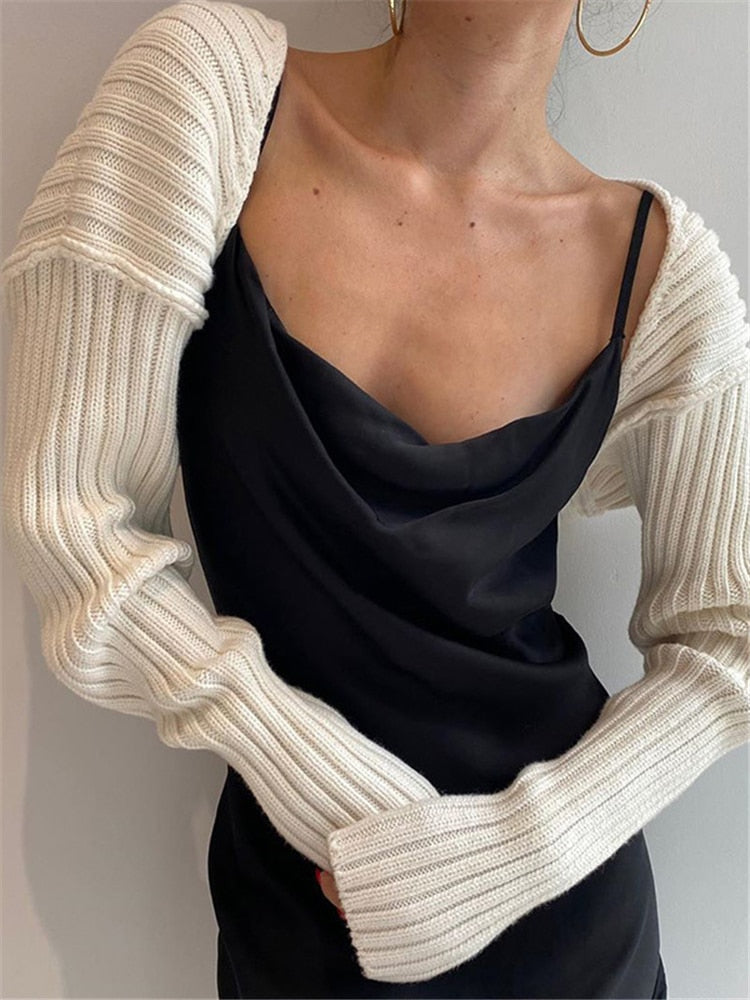 Knit Sweater Cropped Sleeve Free From Label