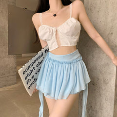 Layered Mesh Ruffle Mini Skirt Free From Label