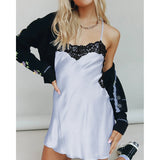 Lace Trim Strap Mini Slip Dress