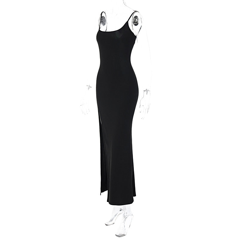 Black Lace Patchwork Maxi Slit Dress