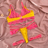 Pink Yellow Contrast 2-Piece Set