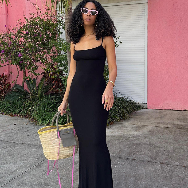 Strap Bodycon Solid Maxi Dress – Free From Label