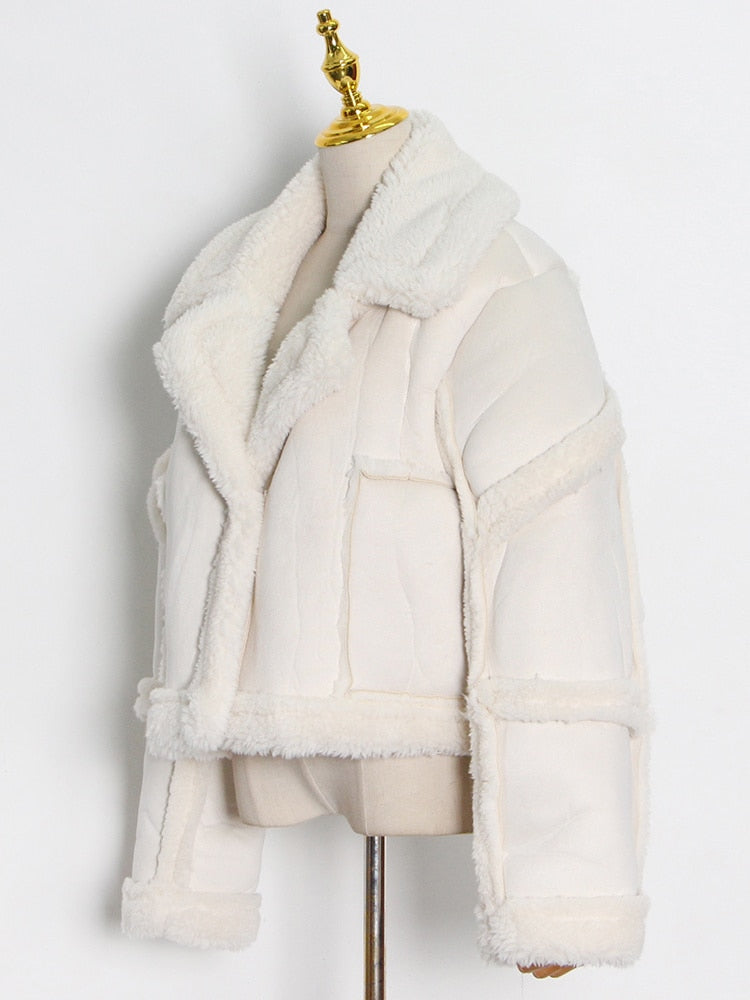 Contrast Fur Cropped Jacket