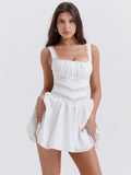 White Lace Patchwork Mini Dress