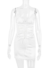 Lace Trim Satin Slip Mini Dress With Corset Free From Label