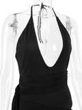 Black Halter Backless Bandage Mini Dress