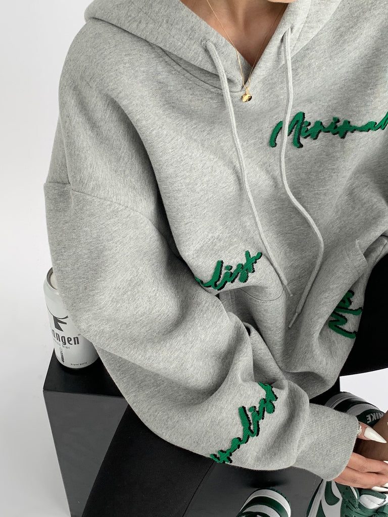 Knit Lettering Embroidery Hoddie