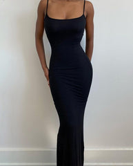 Solid Strap Bodycon Maxi Dress Free From Label