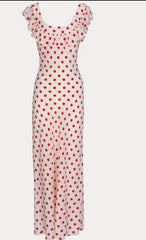 Red Polka Dot Off Shoulder Maxi Dress Free From Label