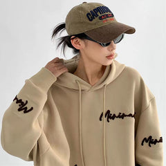 Knit Lettering Embroidery Hoddie Free From Label