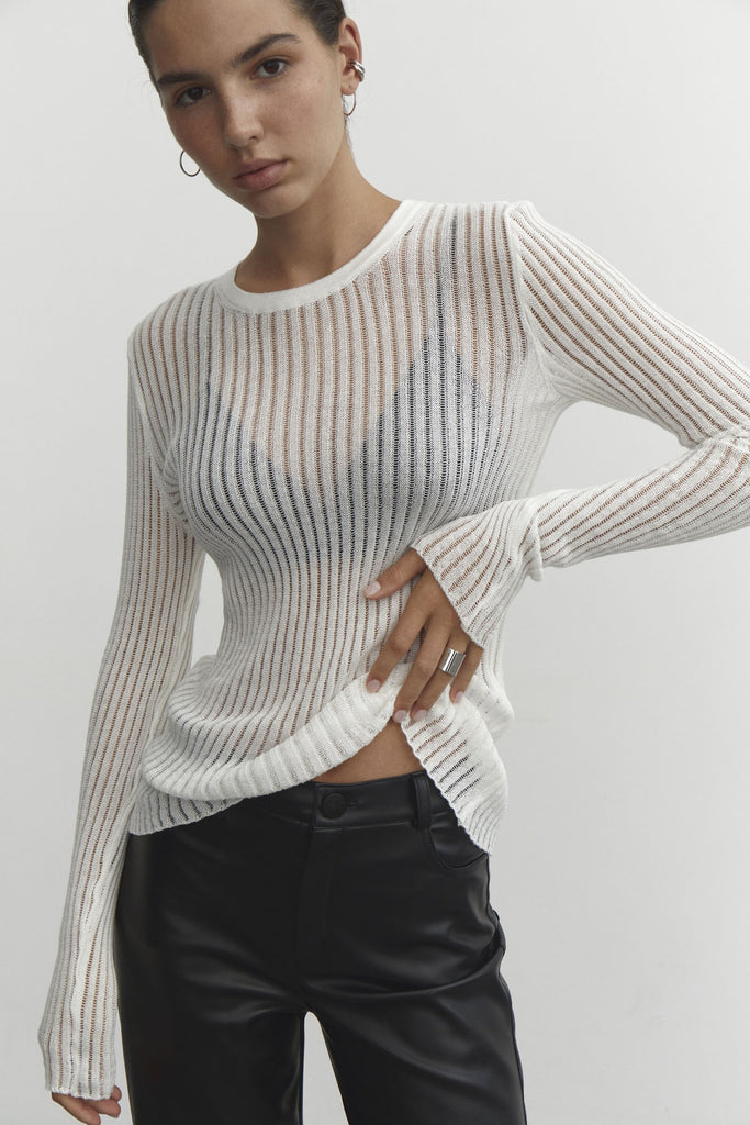 Striped See-Through Long Sleeve Top – Free From Label