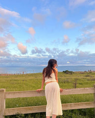 White Lace Sheer Tank Top And Midi Skirt Set Free From Label