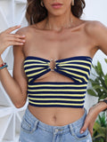 Knit Striped O-ring Crop Top