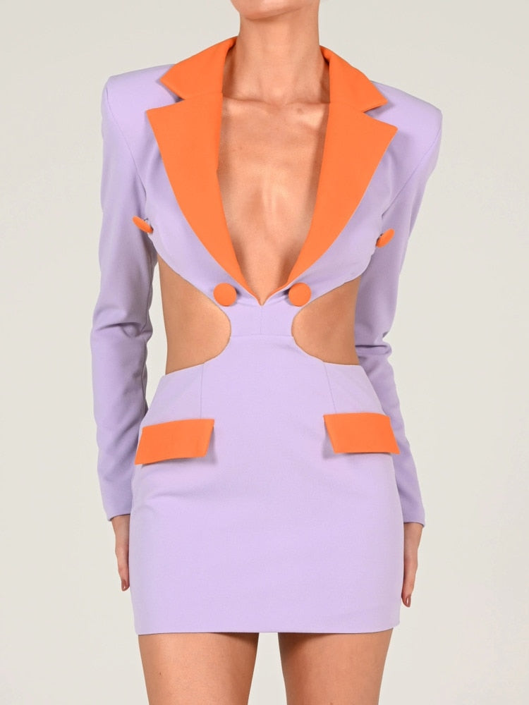 Contrast Blazer Cut-Out Dress Free From Label