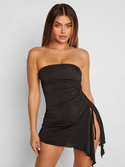 Black Side Split Tube Mini Dress Free From Label