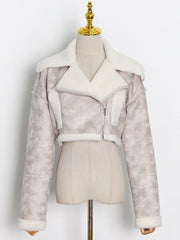 Cropped Fur Lining Biker Jacket Free From Label