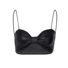 Black Pu Leather Bralette Free From Label